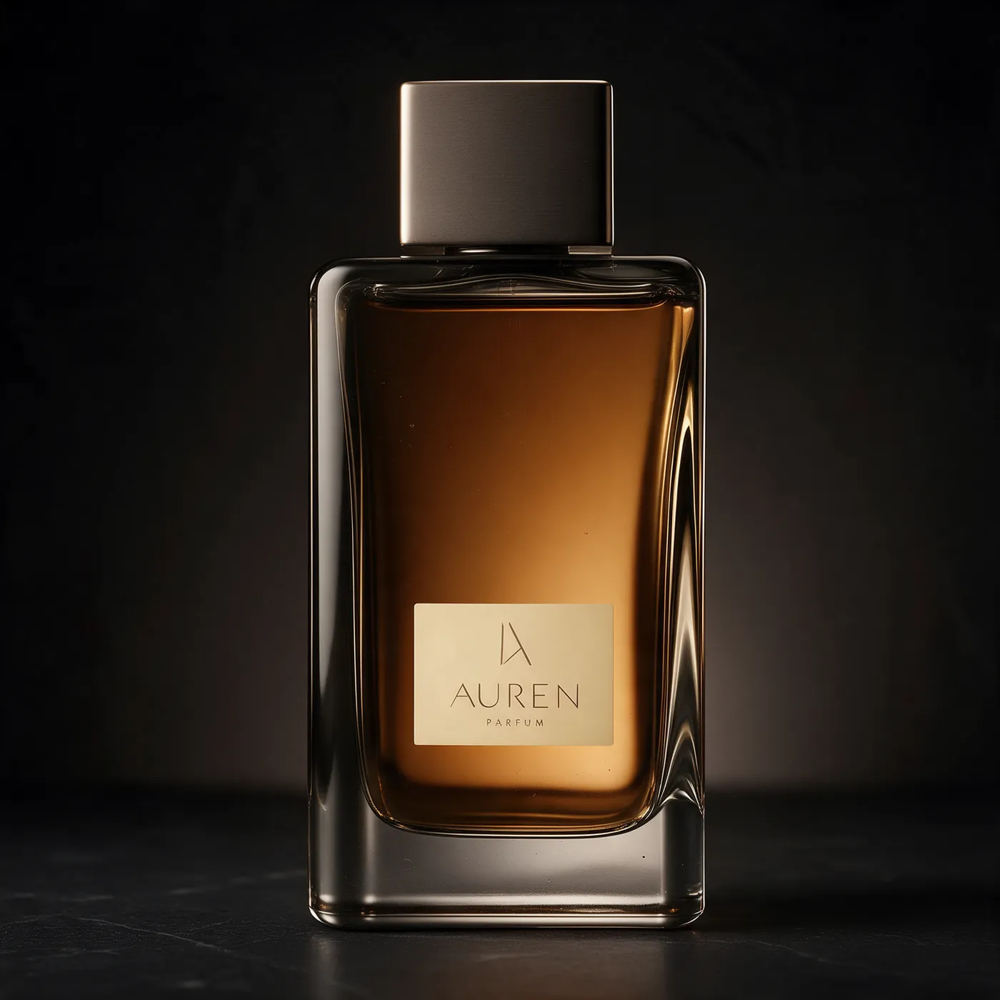 Auren bottle, front, in a dark studio
