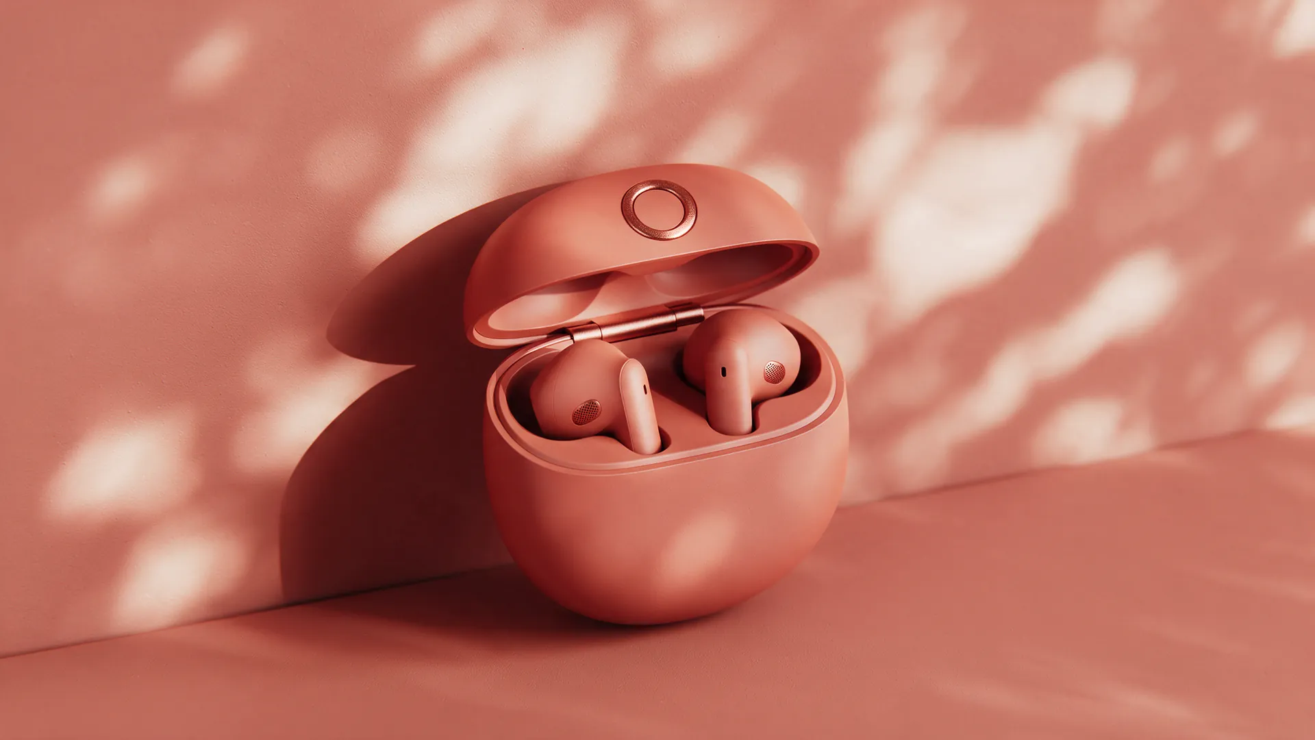 The case open with both earbuds seated