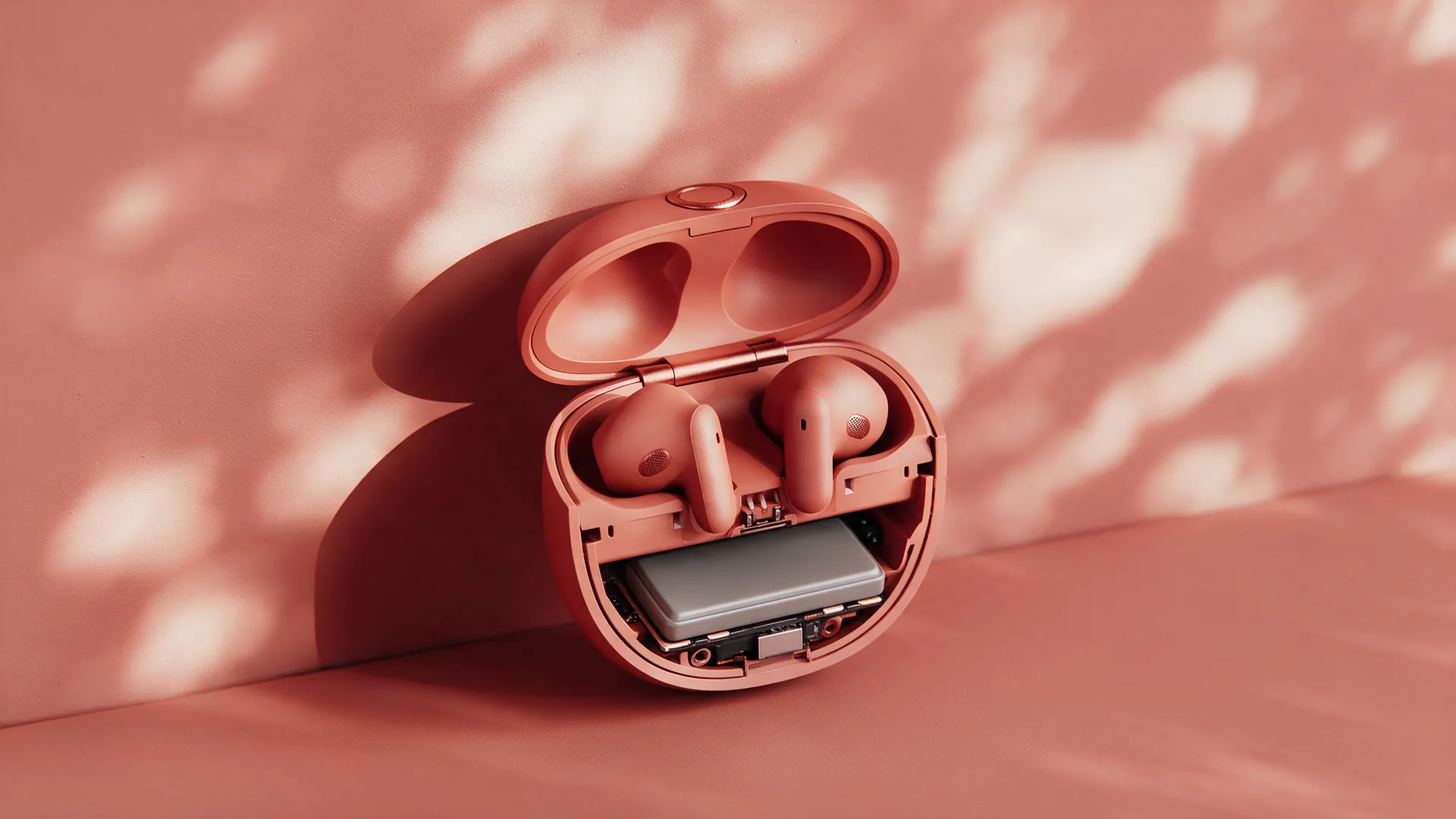 A cutaway of the case showing the battery inside